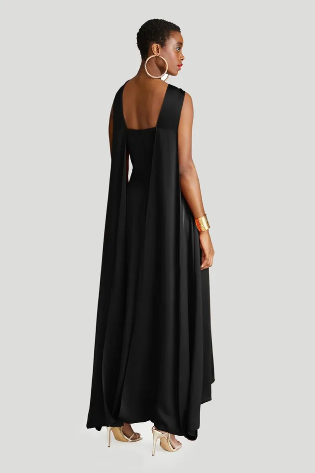 Dresses Women Halston Genevieve Gown In Satin Black