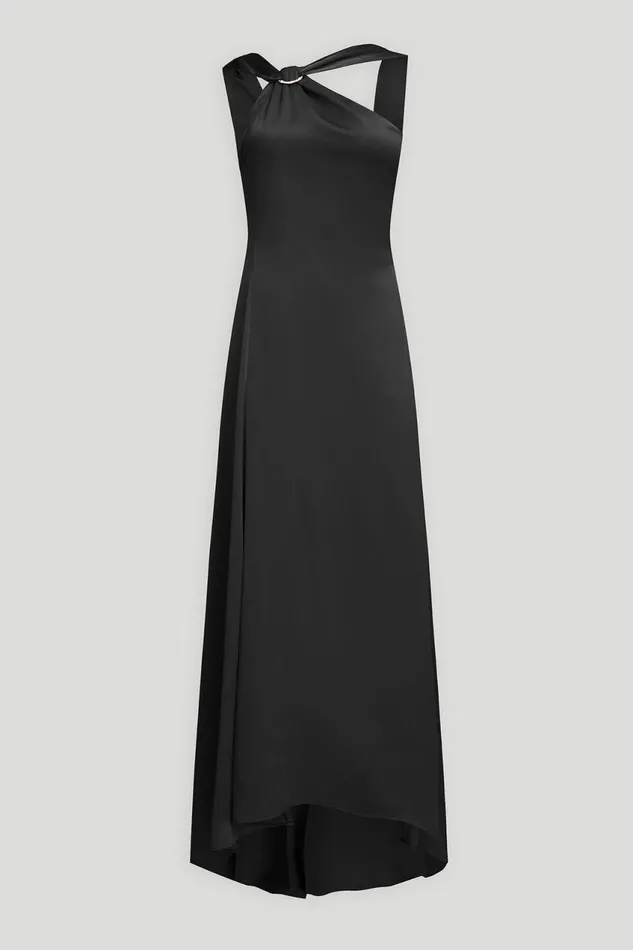 Dresses Women Halston Genevieve Gown In Satin Black