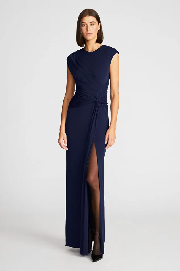 Dresses Women Halston Giovanna Gown In Matte Jersey Navy