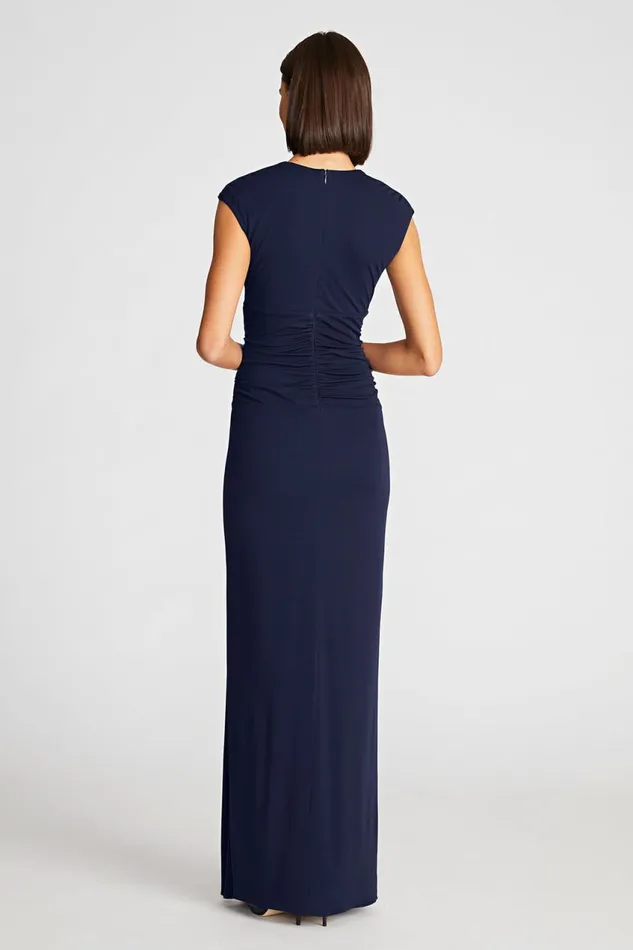 Dresses Women Halston Giovanna Gown In Matte Jersey Navy