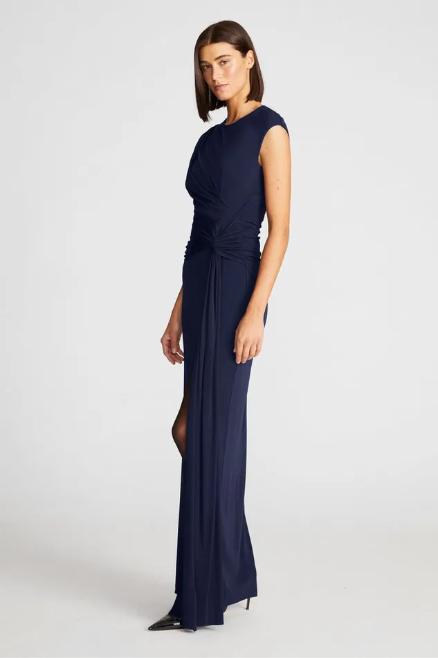 Dresses Women Halston Giovanna Gown In Matte Jersey Navy