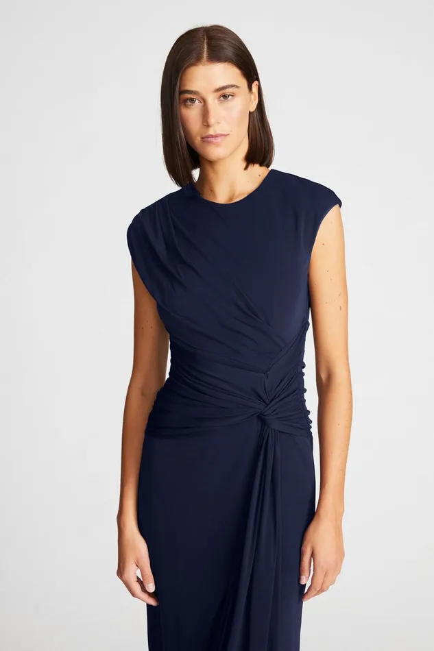 Dresses Women Halston Giovanna Gown In Matte Jersey Navy