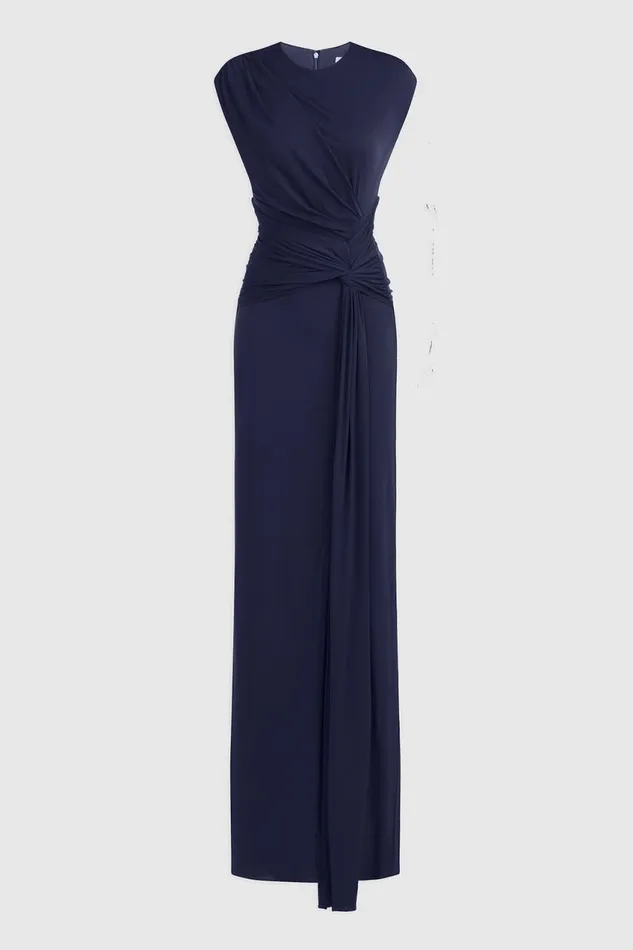 Dresses Women Halston Giovanna Gown In Matte Jersey Navy