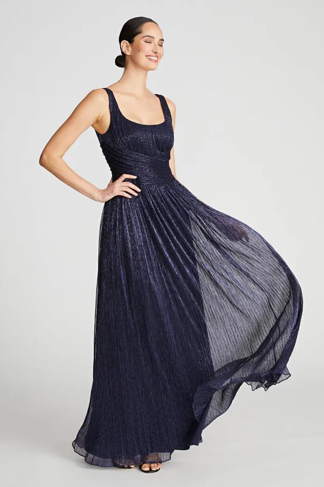 Dresses Women Halston Hollyn Dress In Shimmer Jersey Navy