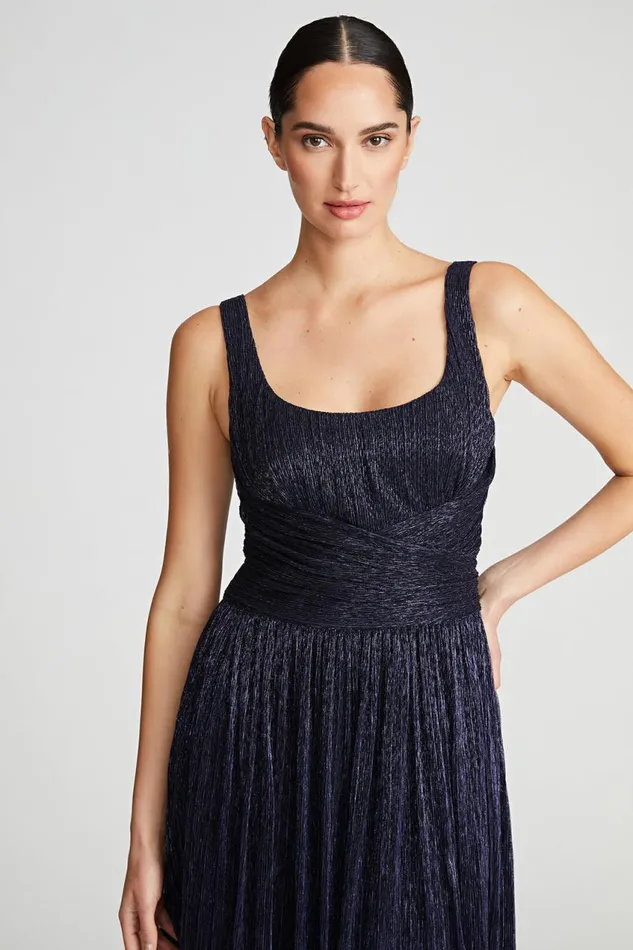 Dresses Women Halston Hollyn Dress In Shimmer Jersey Navy