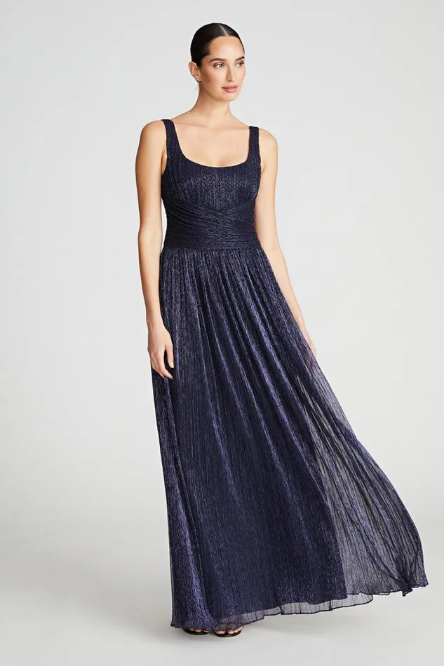 Dresses Women Halston Hollyn Dress In Shimmer Jersey Navy