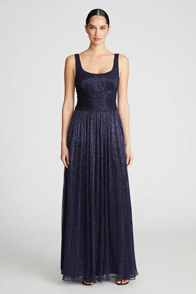 Dresses Women Halston Hollyn Dress In Shimmer Jersey Navy