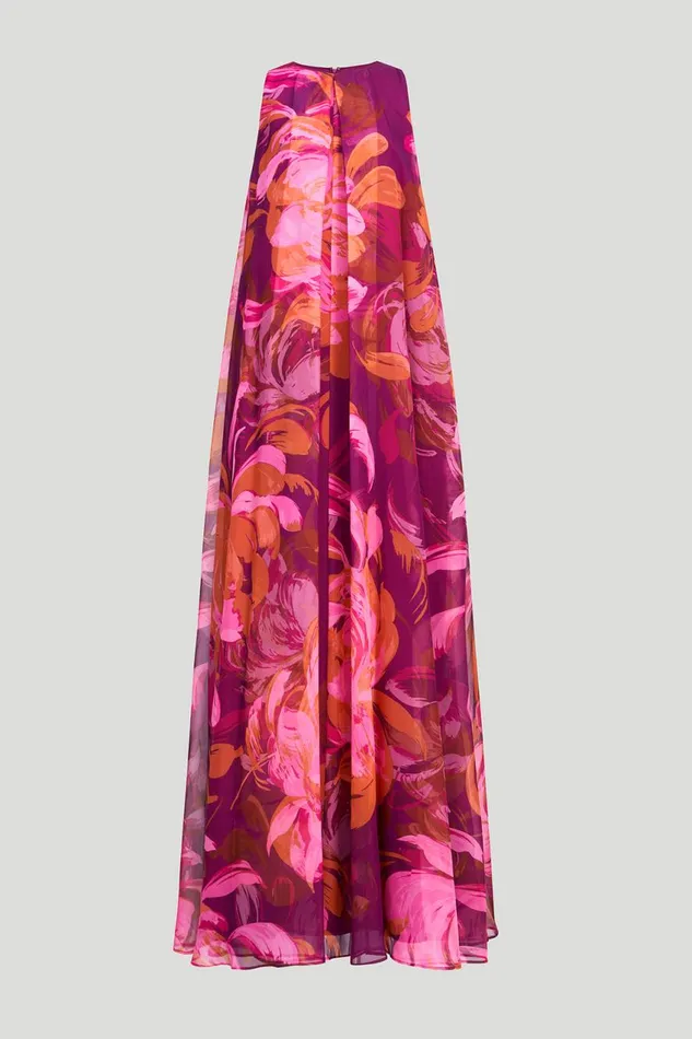 Dresses Women Halston Moira Gown In Printed Chiffon Chrysanthemum