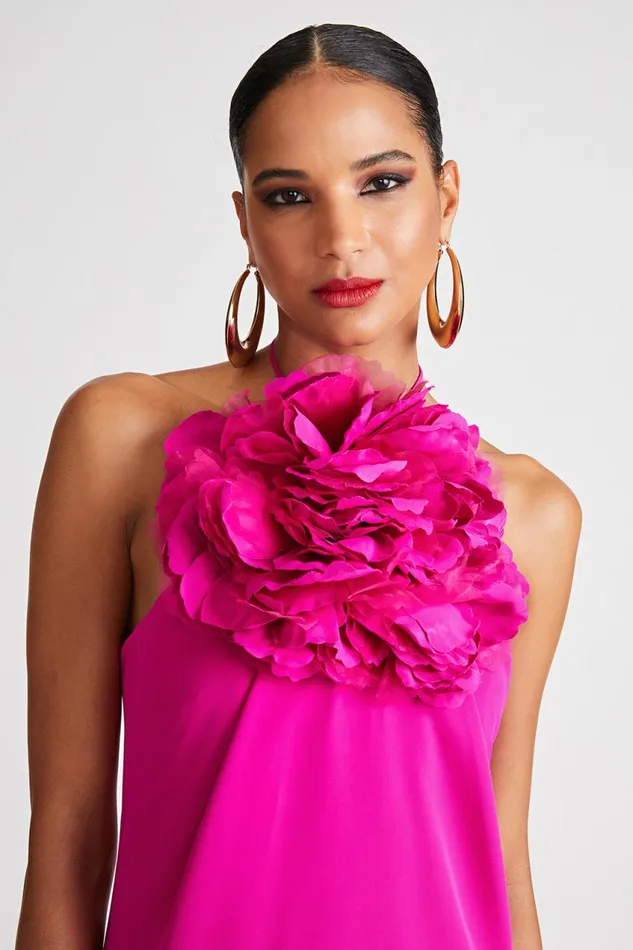 Dresses Women Halston Onika Gown In Crepe Cady Spicy Pink