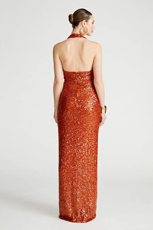 Dresses Women Halston Svetlana Gown In Foil Sequin Rooibos
