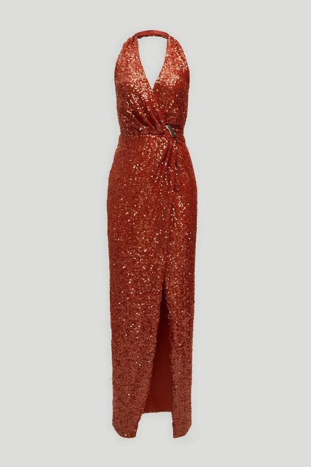 Dresses Women Halston Svetlana Gown In Foil Sequin Rooibos