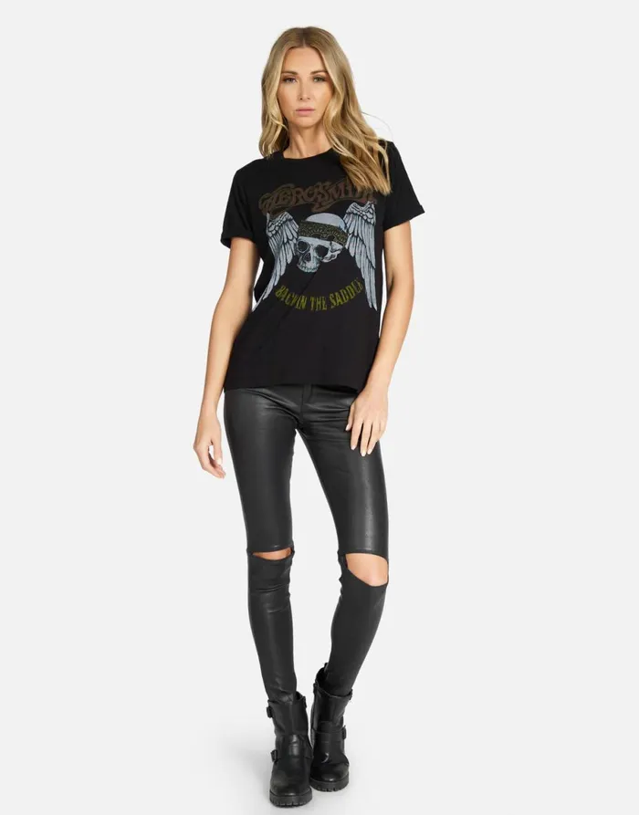Edda X Aerosmith Skull Black Women039s Lauren Moshi Short Sleeve
