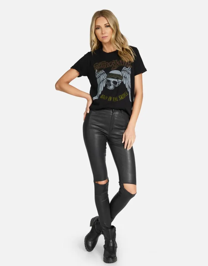 Edda X Aerosmith Skull Black Women039s Lauren Moshi Short Sleeve