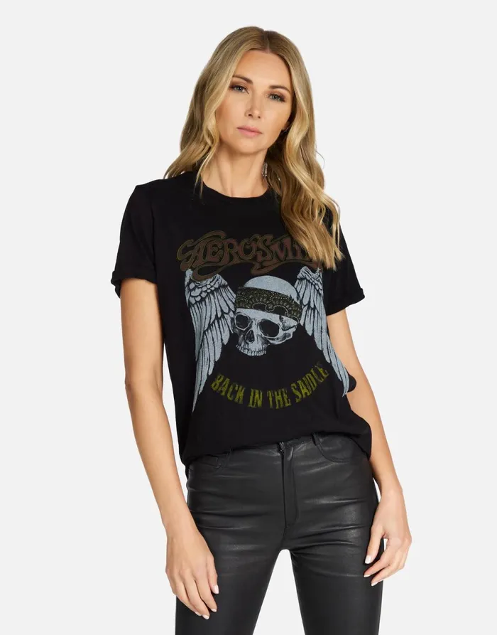 Edda X Aerosmith Skull Black Women039s Lauren Moshi Short Sleeve