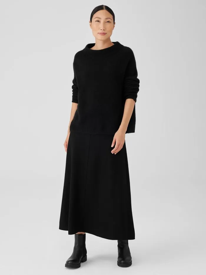 Eileen Fisher Extended Sizing 1X3X Cashmere Silk Bliss Funnel Neck Top Black 8211 Shop