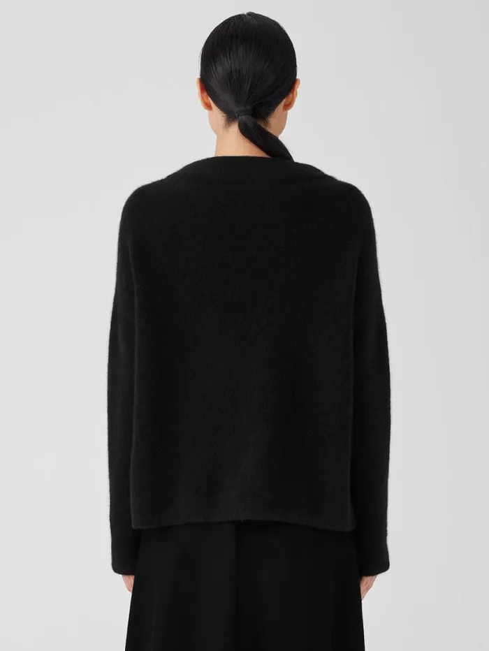 Eileen Fisher Extended Sizing 1X3X Cashmere Silk Bliss Funnel Neck Top Black 8211 Shop