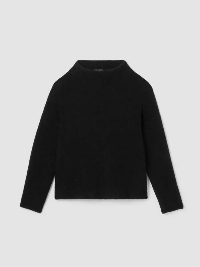 Eileen Fisher Extended Sizing 1X3X Cashmere Silk Bliss Funnel Neck Top Black 8211 Shop
