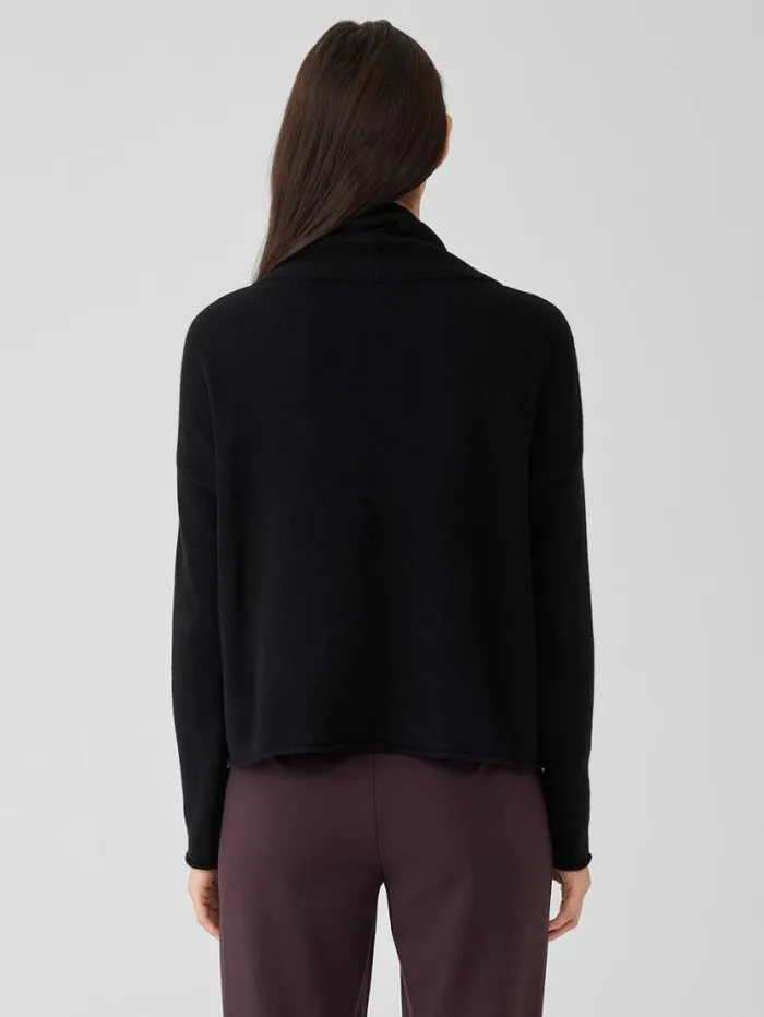 Eileen Fisher Extended Sizing 1X3X Cotton And Recycled Cashmere Turtleneck BoxTop Black 8211 Shop