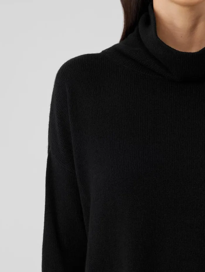 Eileen Fisher Extended Sizing 1X3X Cotton And Recycled Cashmere Turtleneck BoxTop Black 8211 Shop