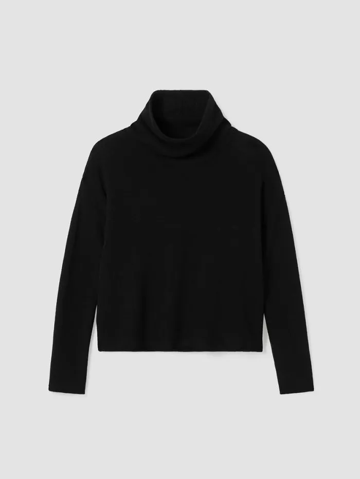 Eileen Fisher Extended Sizing 1X3X Cotton And Recycled Cashmere Turtleneck BoxTop Black 8211 Shop