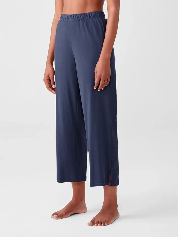 Eileen Fisher Extended Sizing 1X3X Cozy Organic Cotton Interlock WideLeg Pant Indigo 8211 Shop