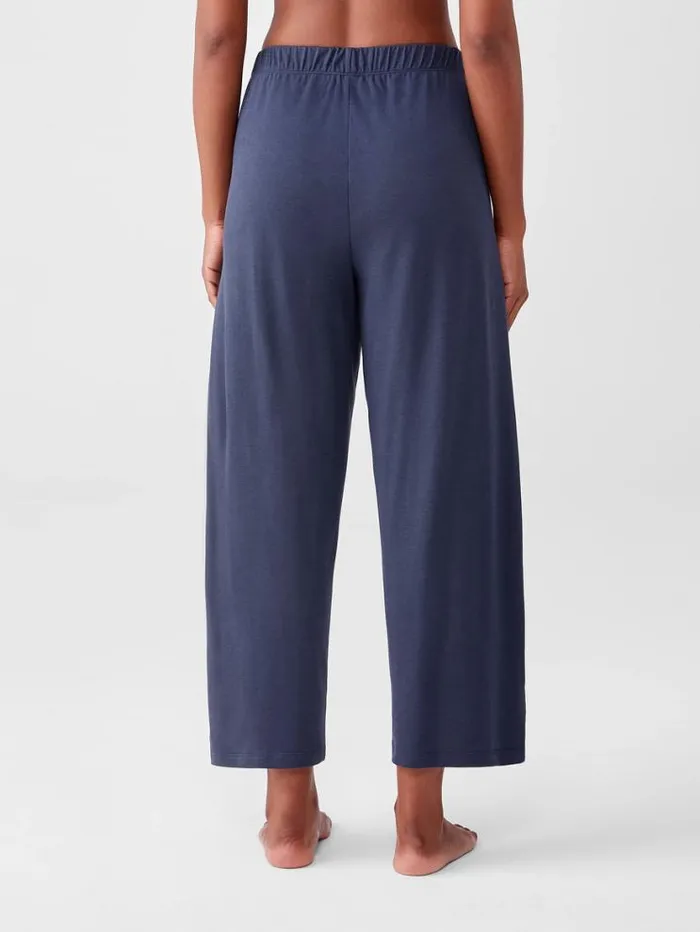 Eileen Fisher Extended Sizing 1X3X Cozy Organic Cotton Interlock WideLeg Pant Indigo 8211 Shop
