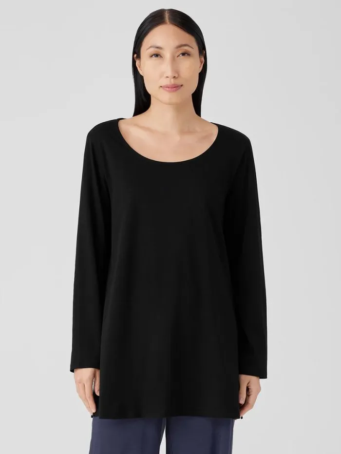 Eileen Fisher Extended Sizing 1X3X Organic Cotton Interlock Long Sleep Top Black 8211 Shop