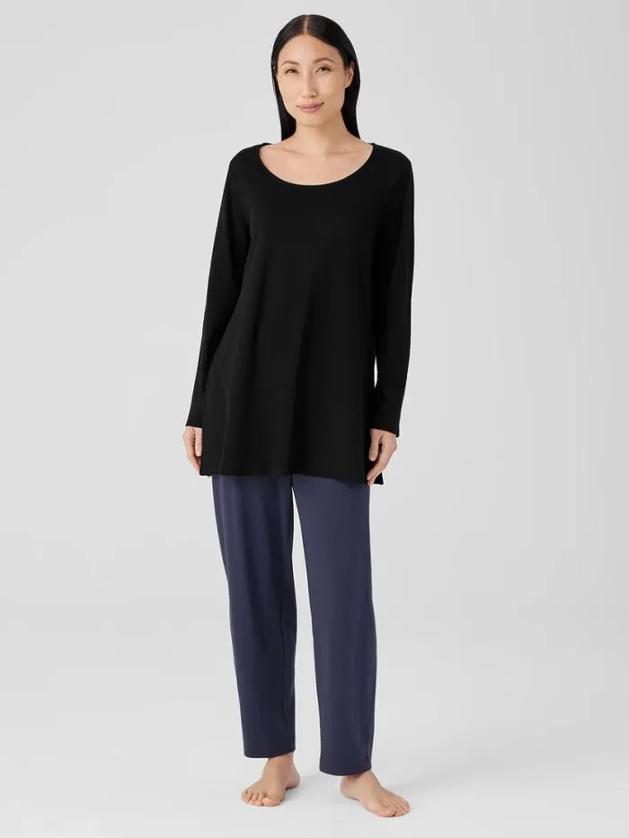 Eileen Fisher Extended Sizing 1X3X Organic Cotton Interlock Long Sleep Top Black 8211 Shop