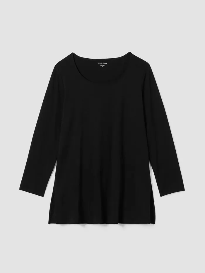 Eileen Fisher Extended Sizing 1X3X Organic Cotton Interlock Long Sleep Top Black 8211 Shop