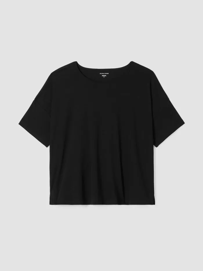 Eileen Fisher Extended Sizing 1X3X Organic Cotton Interlock Sleep Tee Black 8211 Shop