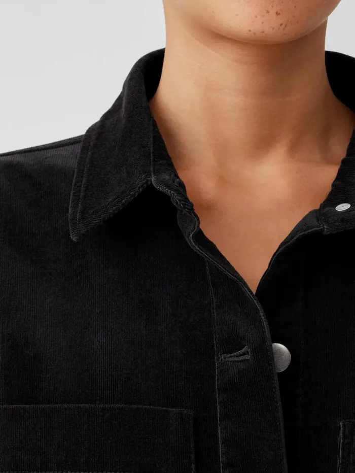 Eileen Fisher Extended Sizing 1X3X Organic Cotton Stretch Corduroy Shirt Jacket Black 8211 Shop