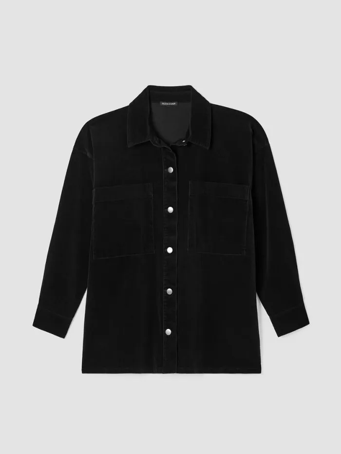 Eileen Fisher Extended Sizing 1X3X Organic Cotton Stretch Corduroy Shirt Jacket Black 8211 Shop