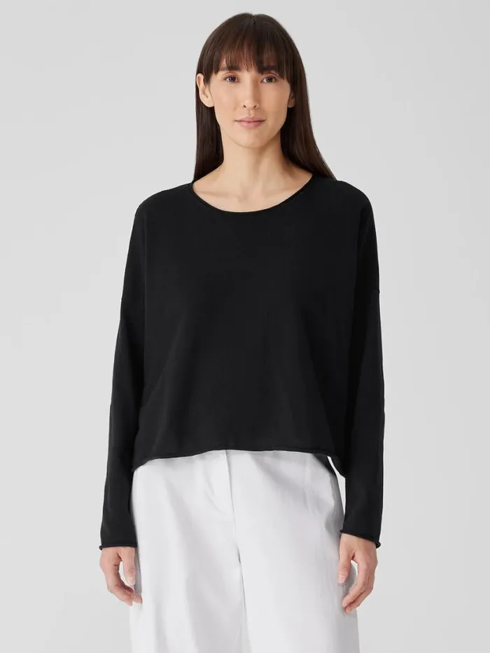 Eileen Fisher Extended Sizing 1X3X Peruvian Organic Cotton Crepe Crew Neck Top Black 8211 Shop