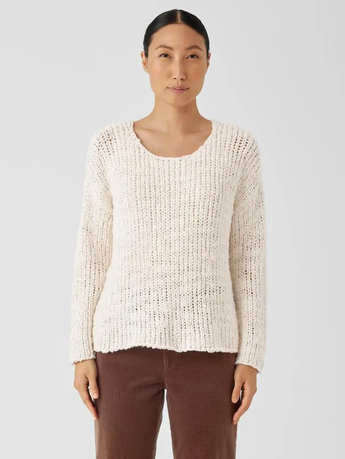 Eileen Fisher Extended Sizing 1X3X Peruvian Organic Cotton Lofty Slub Round Neck Top Ecru 8211 Shop