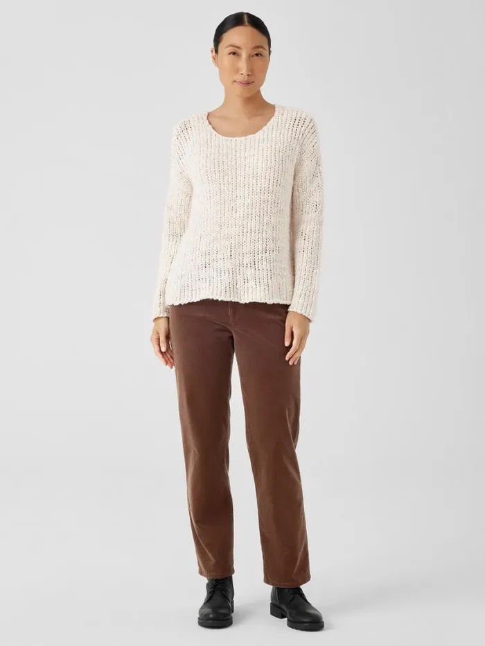 Eileen Fisher Extended Sizing 1X3X Peruvian Organic Cotton Lofty Slub Round Neck Top Ecru 8211 Shop