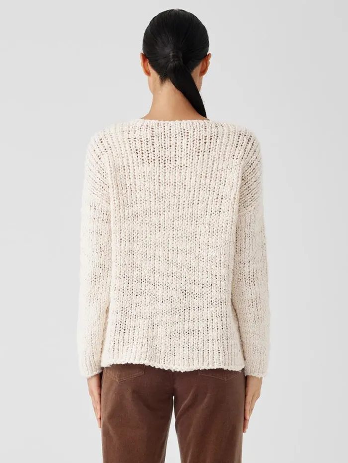 Eileen Fisher Extended Sizing 1X3X Peruvian Organic Cotton Lofty Slub Round Neck Top Ecru 8211 Shop