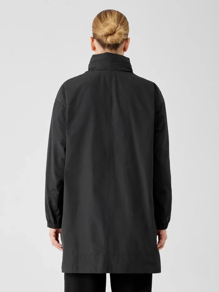Eileen Fisher Jackets Coats and Vests Light Cotton Nylon Stand Collar Long Coat Black 8211 Shop