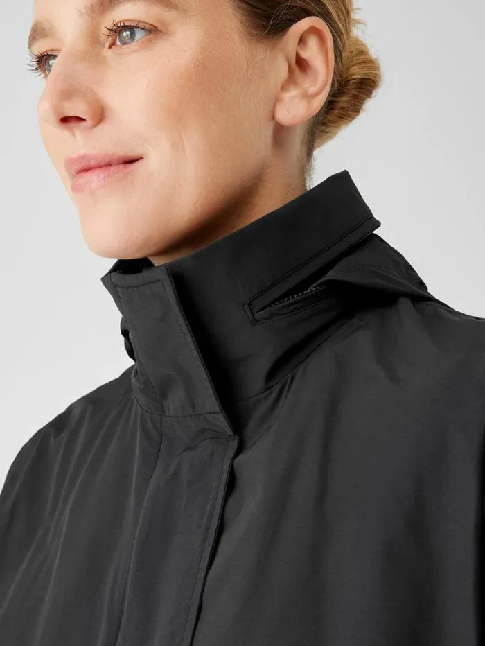 Eileen Fisher Jackets Coats and Vests Light Cotton Nylon Stand Collar Long Coat Black 8211 Shop