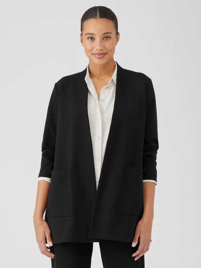 Eileen Fisher Jackets Coats and Vests Washable Flex Ponte High Collar Jacket Black 8211 Shop