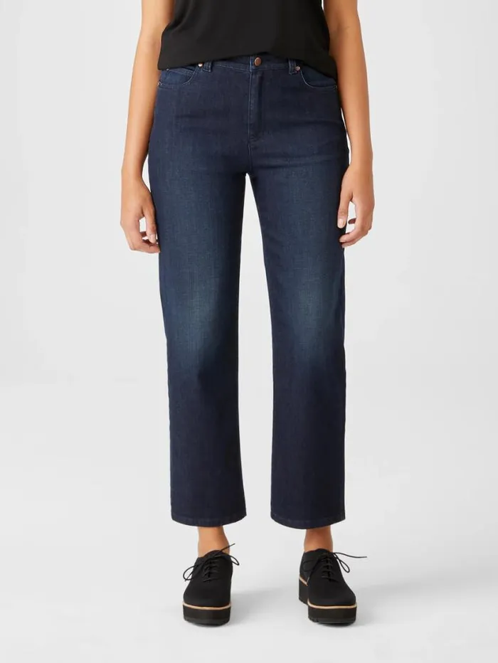 Eileen Fisher Pants Shorts and Jumpsuits Organic Cotton Stretch Straight Ankle Jean Utility Blue 8211 Shop