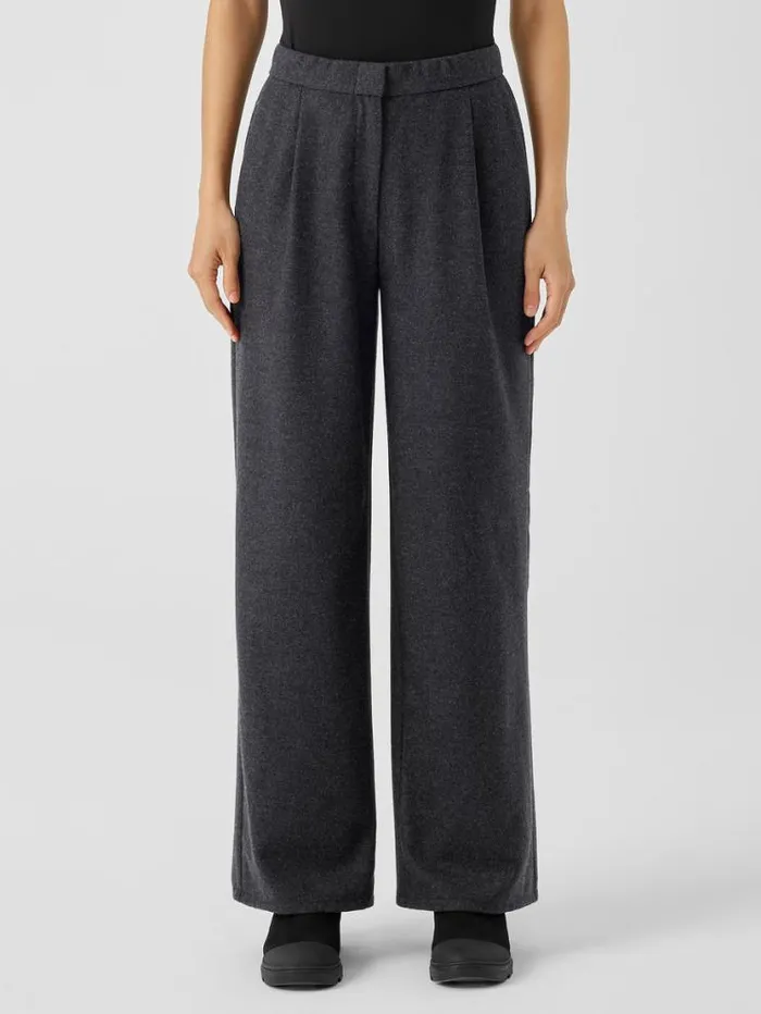 Eileen Fisher Pants Shorts and Jumpsuits Soft Wool Flannel WideLeg Pant Charcoal 8211 Shop