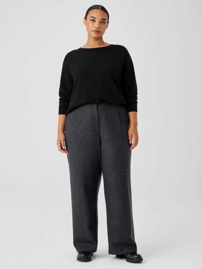 Eileen Fisher Pants Shorts and Jumpsuits Soft Wool Flannel WideLeg Pant Charcoal 8211 Shop