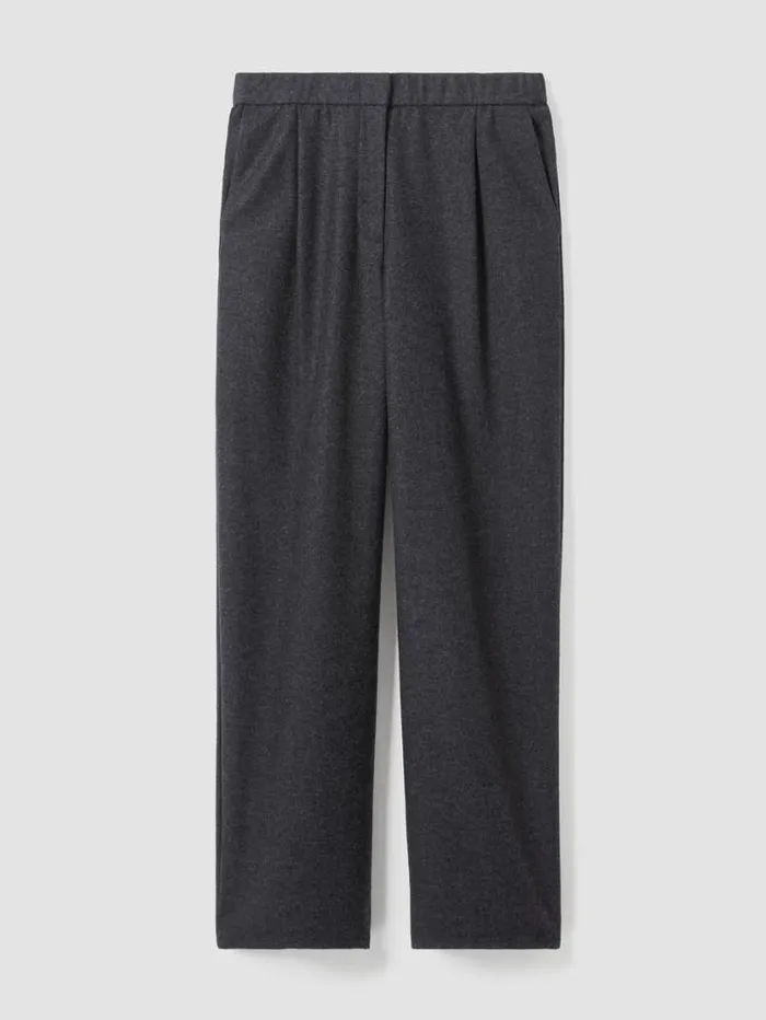 Eileen Fisher Pants Shorts and Jumpsuits Soft Wool Flannel WideLeg Pant Charcoal 8211 Shop