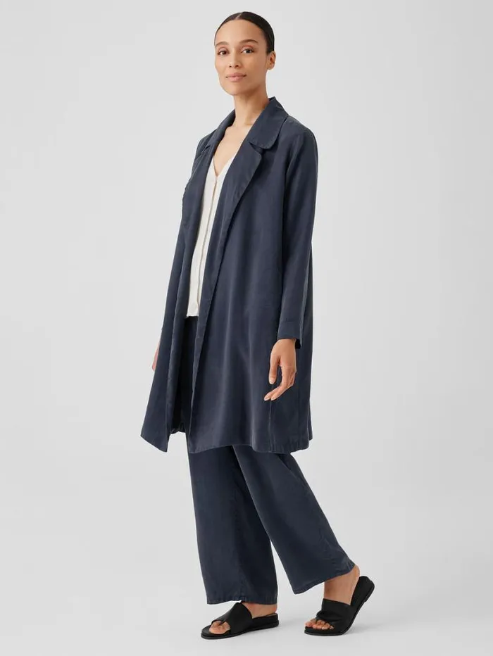 Eileen Fisher Petite Sandwashed Twill Trench Coat Ocean 8211 Shop