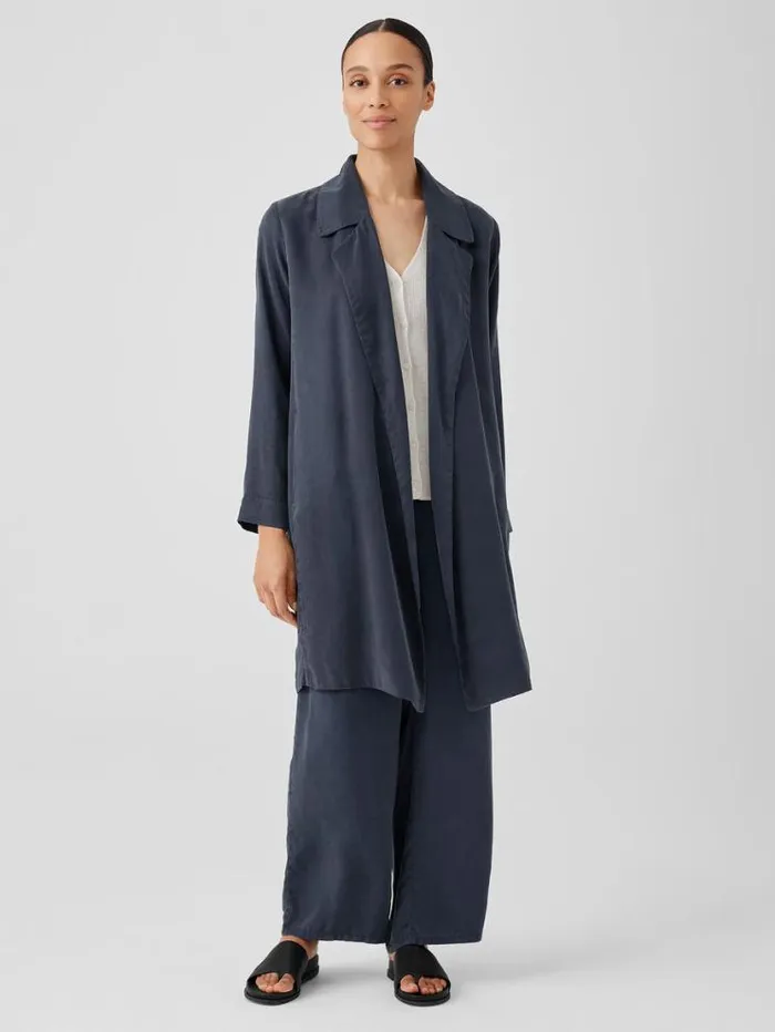 Eileen Fisher Petite Sandwashed Twill Trench Coat Ocean 8211 Shop