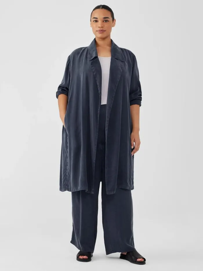 Eileen Fisher Petite Sandwashed Twill Trench Coat Ocean 8211 Shop