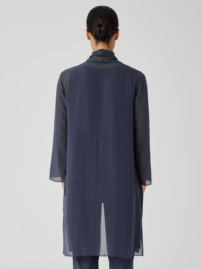 Eileen Fisher Petite Sheer Silk Georgette High Collar Jacket Ocean 8211 Shop