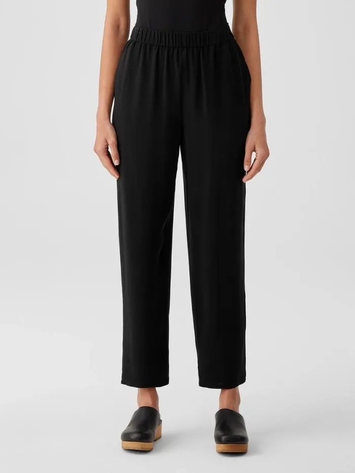 Eileen Fisher Petite Silk Georgette Crepe Tapered Pant Black 8211 Shop