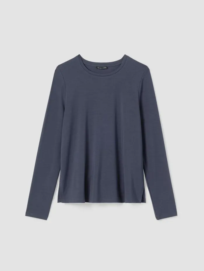 Eileen Fisher Petite Stretch Jersey Knit Crew Neck Top Ocean 8211 Shop