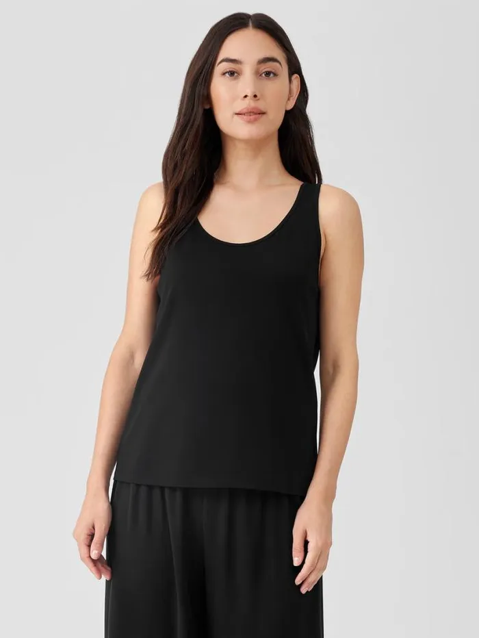 Eileen Fisher Petite Stretch Silk Jersey Scoop Neck Tank Black 8211 Shop
